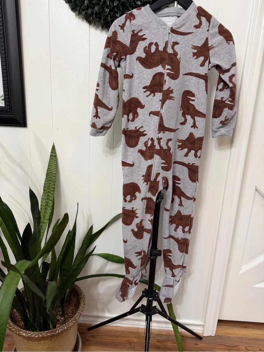 Carters Fleece Dinosaur Footed PJ’s